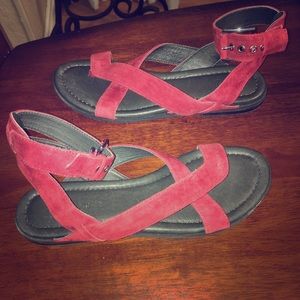 #26 Red velvet suede Donald J Pliner sandles 8M