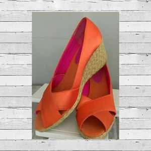 👠Orange Chaps Wedges