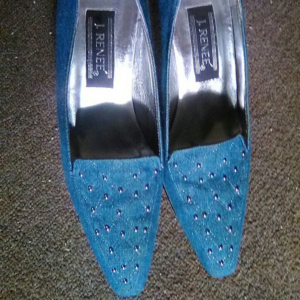 Denim high heels.