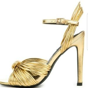 💛Lucia Gold Metallic Glam Ankle Strappy Heel