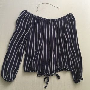 Off the shoulder navy blue top