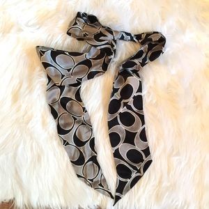 Coach Long Black & Gray Skinny Scarf