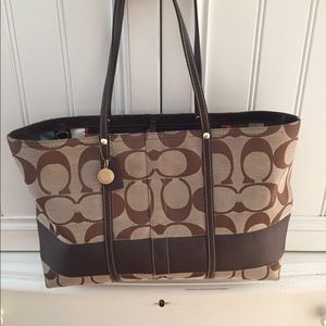 Authentic-Brown and Beautiful large coach tote!