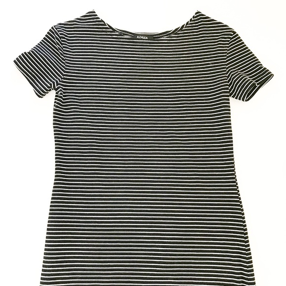 Azalea Short Sleeve BodyCon Striped Mini Dress - Picture 4 of 5
