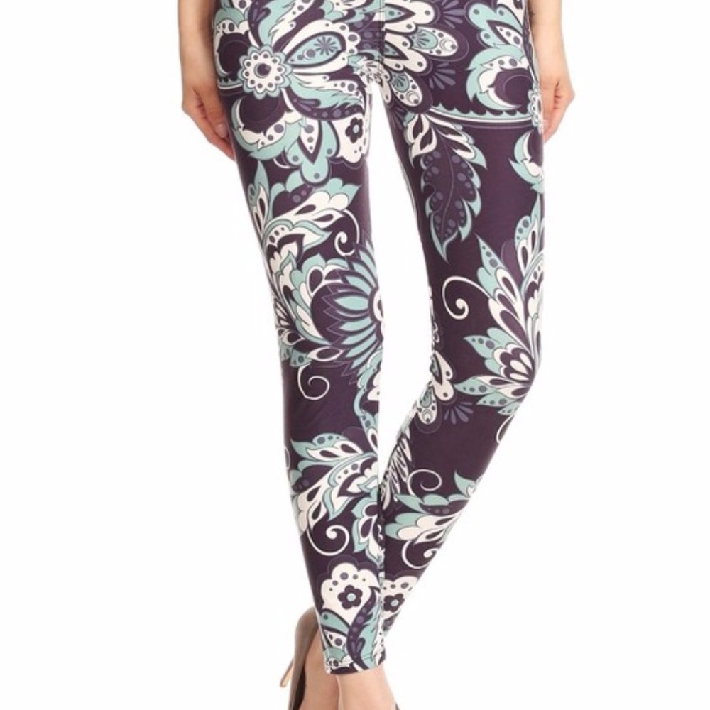 Teal & Gray Paisley Legging