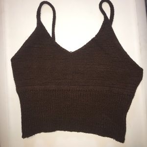 Chocolate colored crop top stretchy material