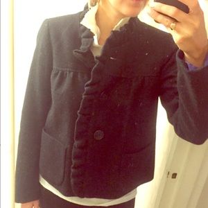 J.Crew Fiona Charcoal Ruffle Wool Jacket Sz 0