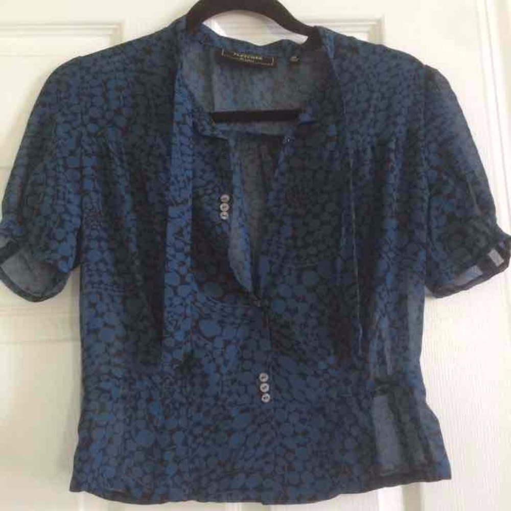 Vintage style tie neck blouse