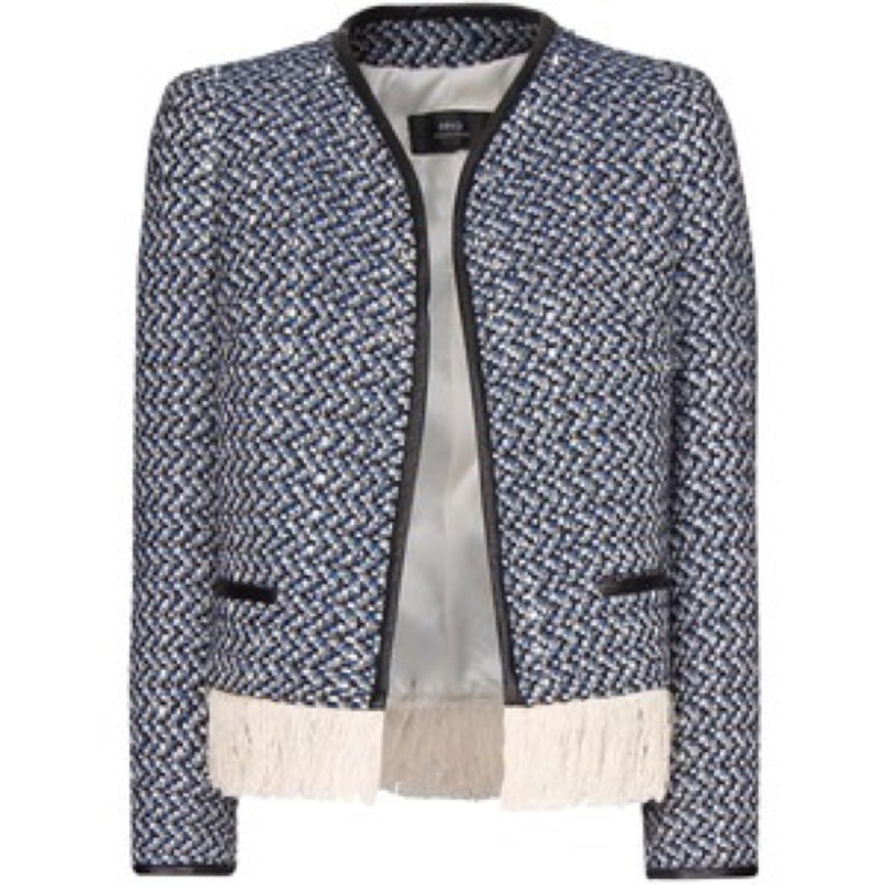 Mango Fringe Boucle Jacket size 2