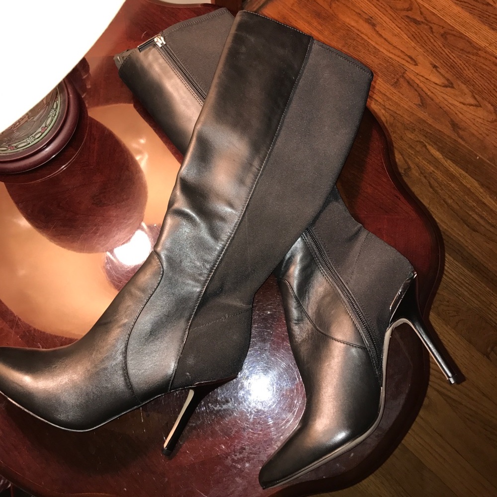 White House Black Market Black Leather Boots 8M