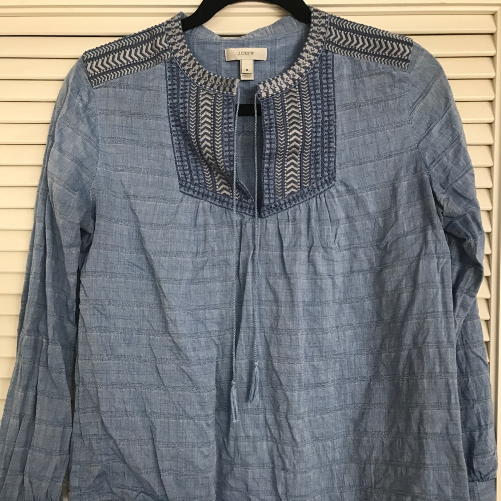 J. Crew embroidered chambray