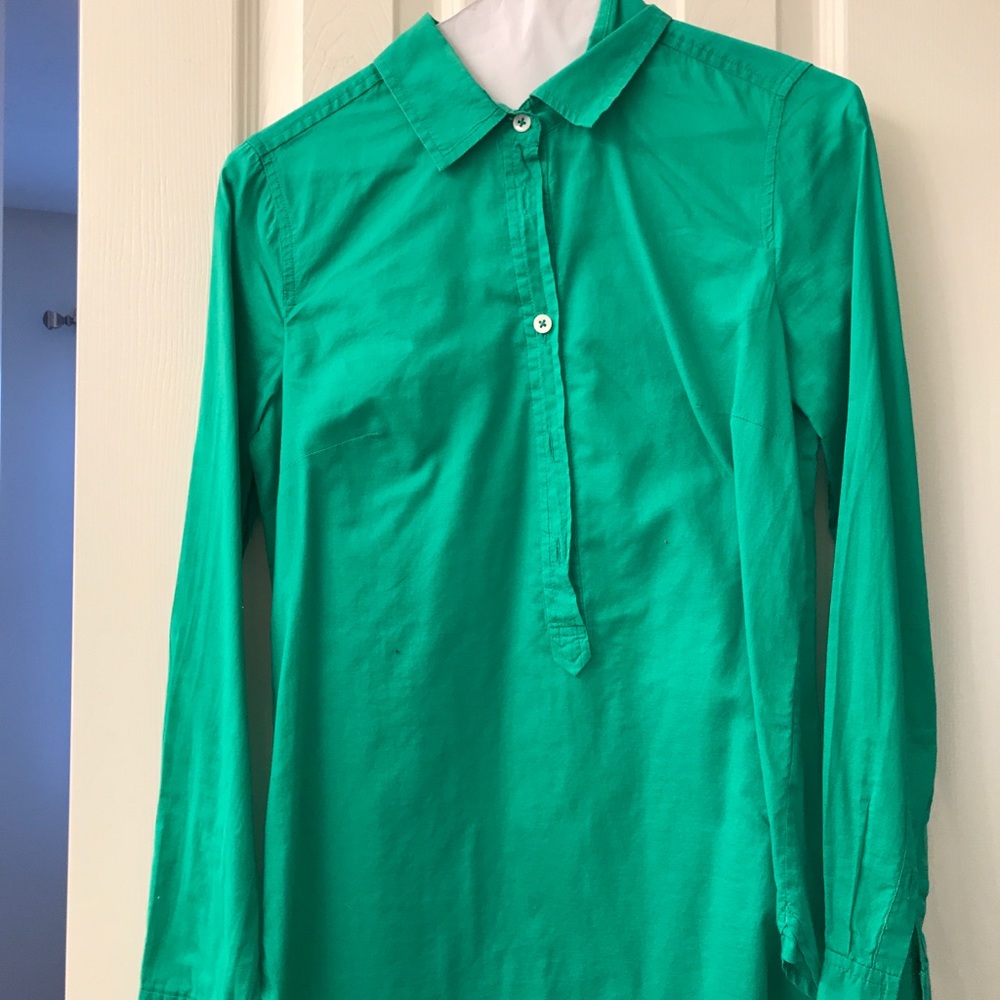 Green j crew half button up