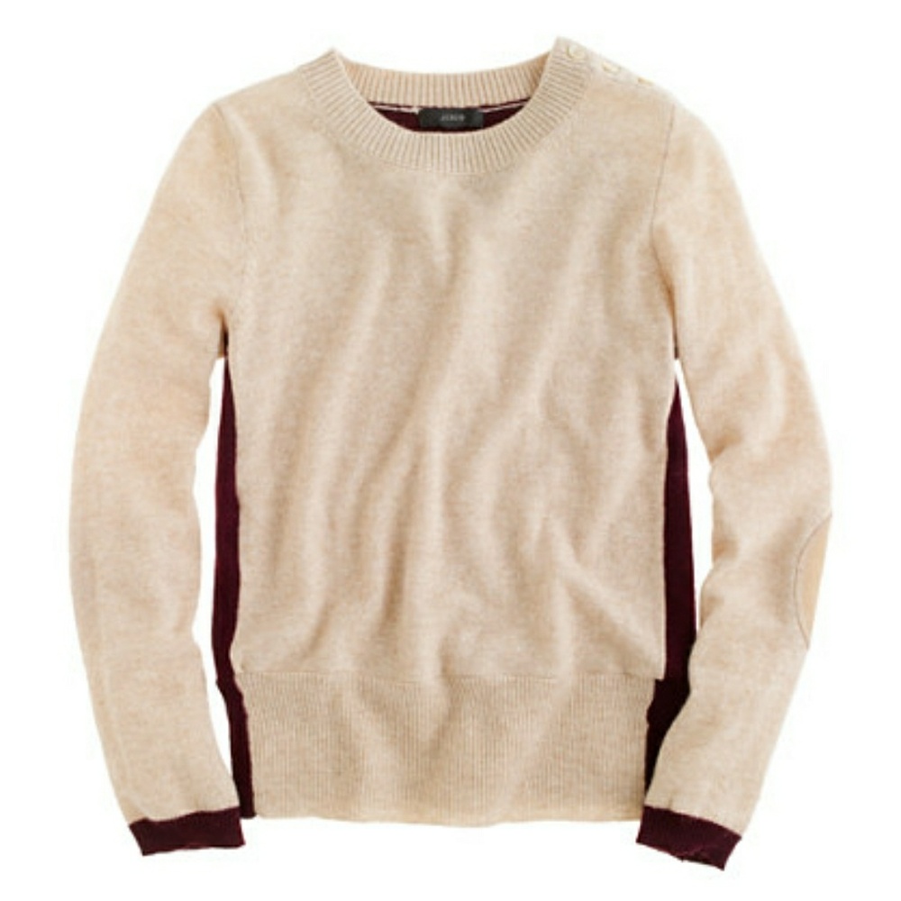 J Crew Elbow Patch Sweater Maroon Suede