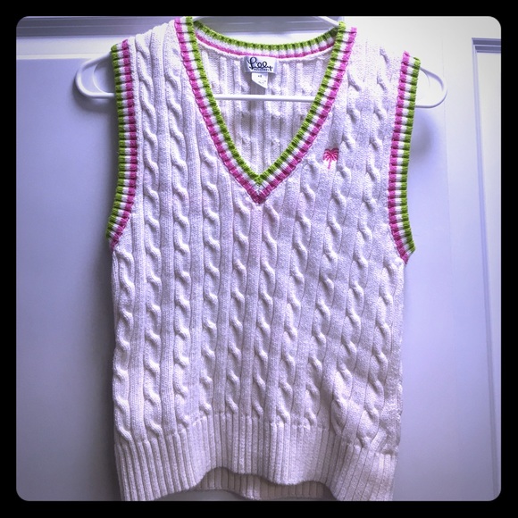 Lilly Pulitzer White XS Cable Sweater Vest - Picture 1 of 2