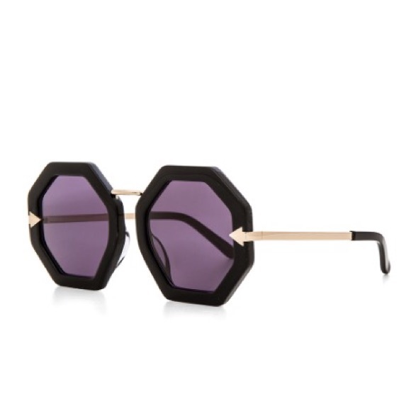 🎉HP🎉 Geometric Sunglasses Chic Black Purple Gold - Picture 2 of 3