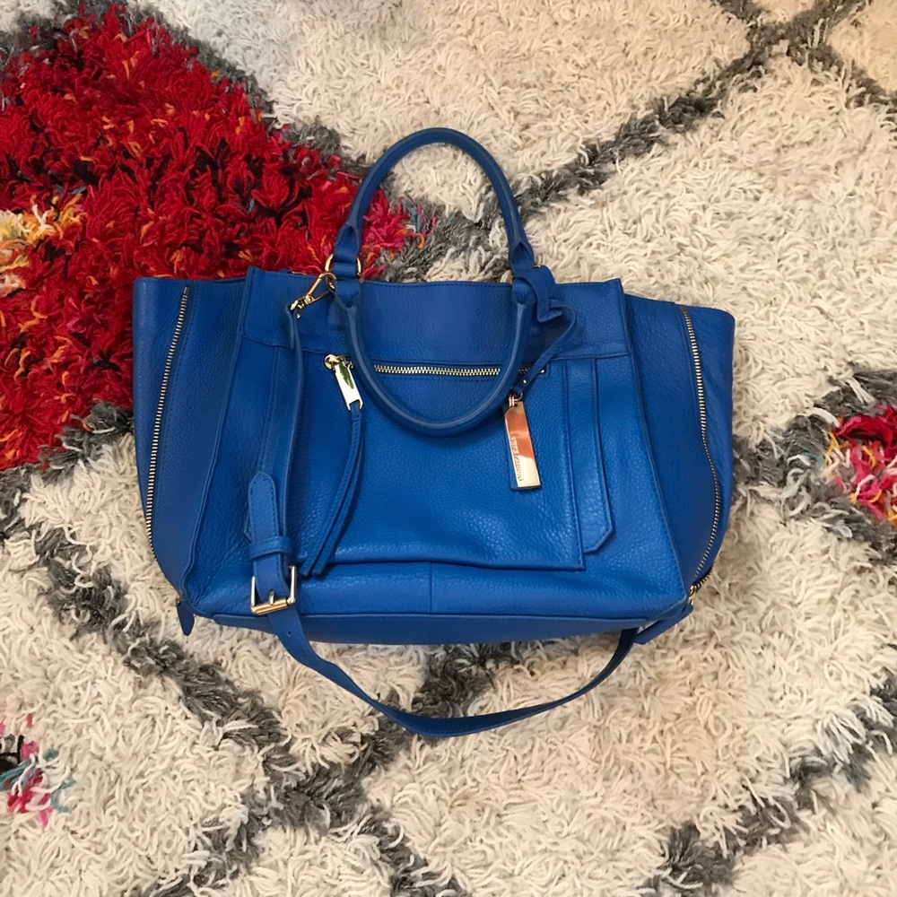 SOLD Vince Camuto "Rhone" Blue Leather 2-Way Bag