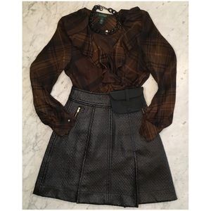 🍁Silk Ralph Lauren plaid ruffle wrap blouse sz 6