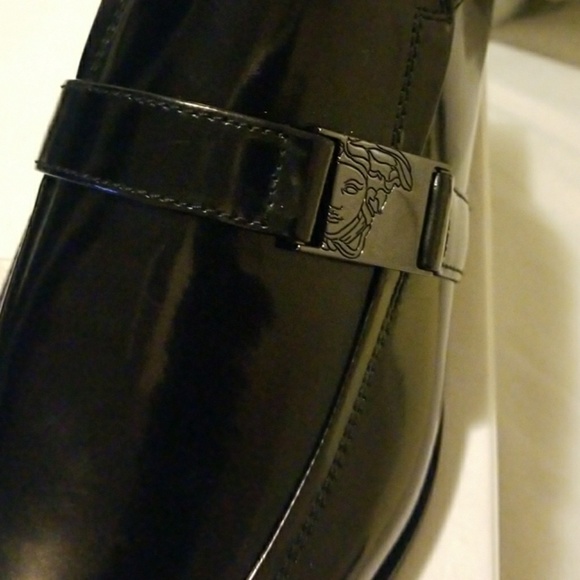 BLACK LEATHER VERSACE LOAFERS