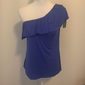 LILLY PULITZER ONE SHOULDER BLUE NEVEAH TOP NWT