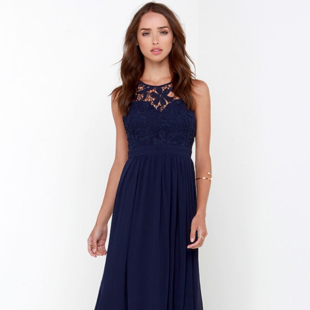 Lulus So Far Gown Navy Maxi Dress