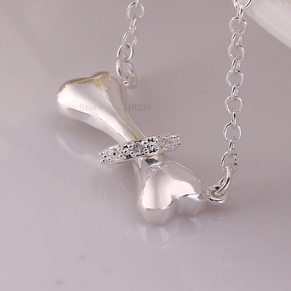 Dog Bone 925 Silver Plated Necklace - Picture 1 of 5