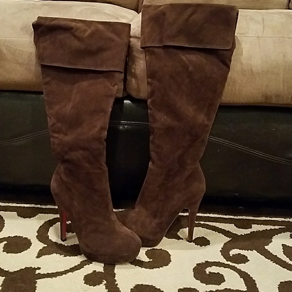 Suede high heel boots