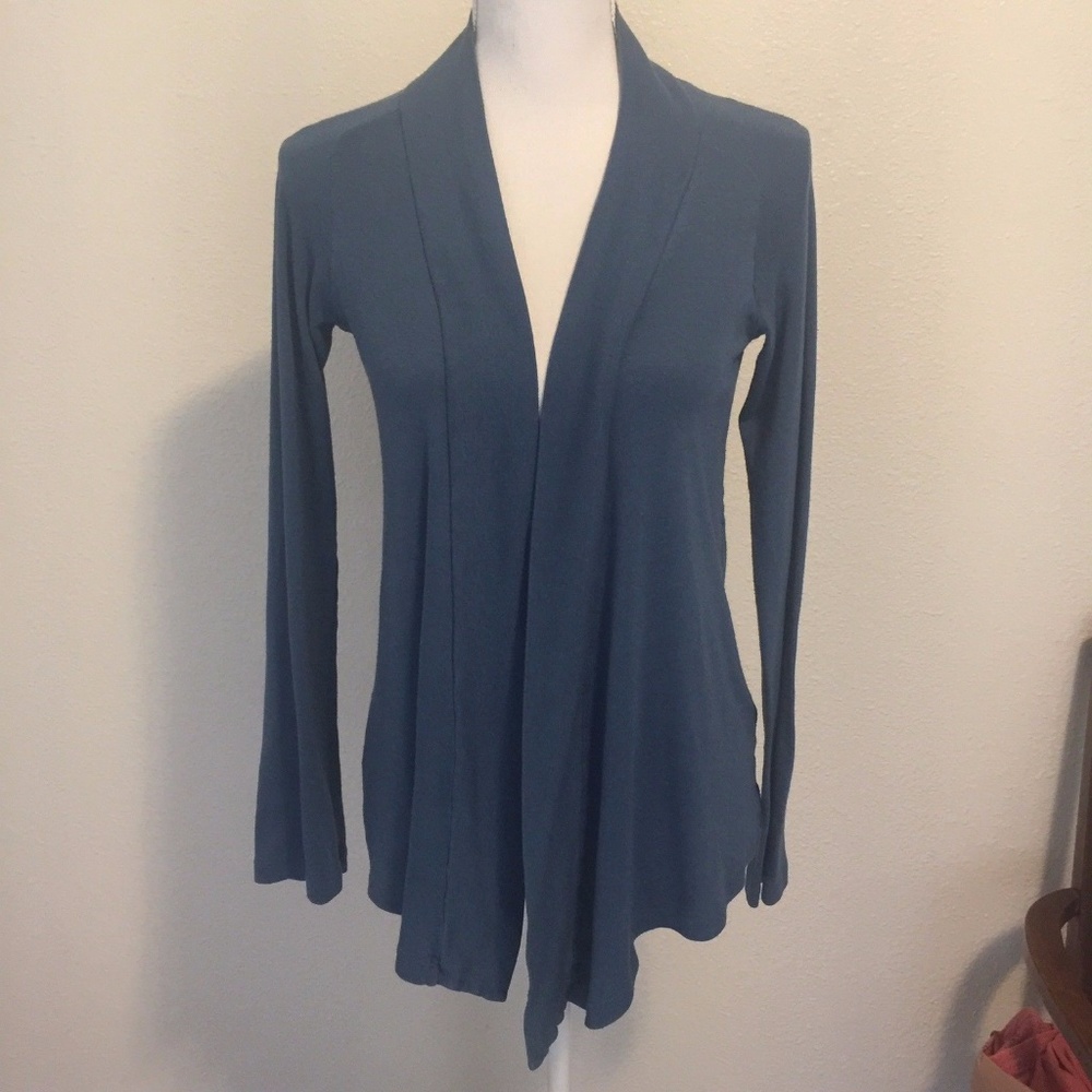 Splendid Open Faced Cardigan Wrap Blue Long Sleeve