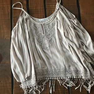 Trendy fringe off the shoulder top - worn once!
