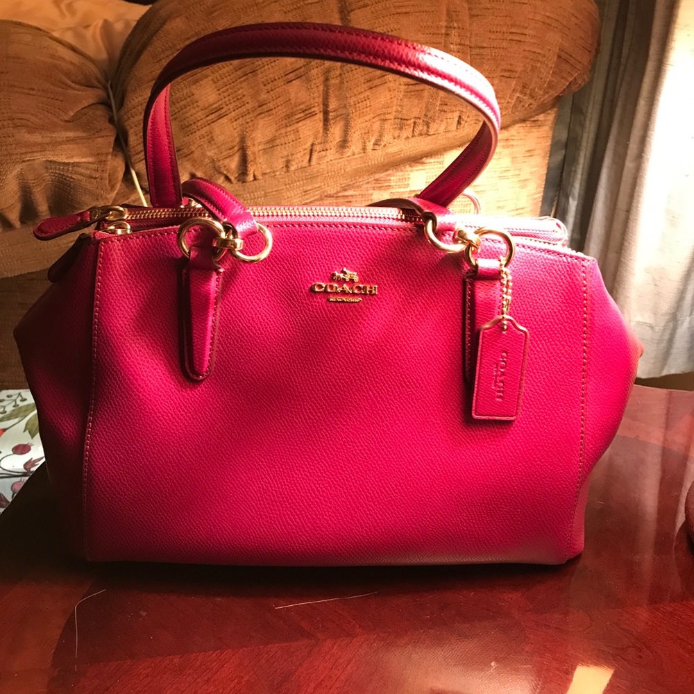 Coach Classic Leather Shoulder Bag-Pink Cranberry