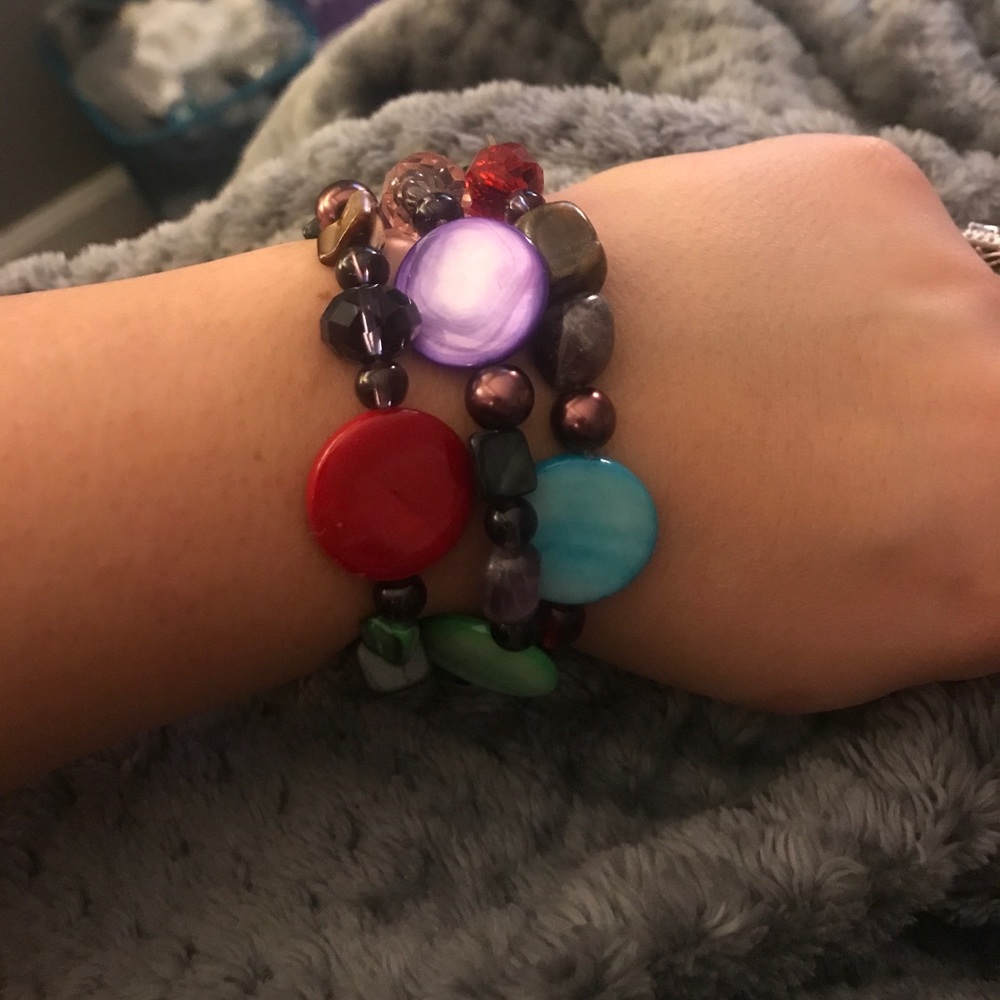 Bright beaded bracelet set!