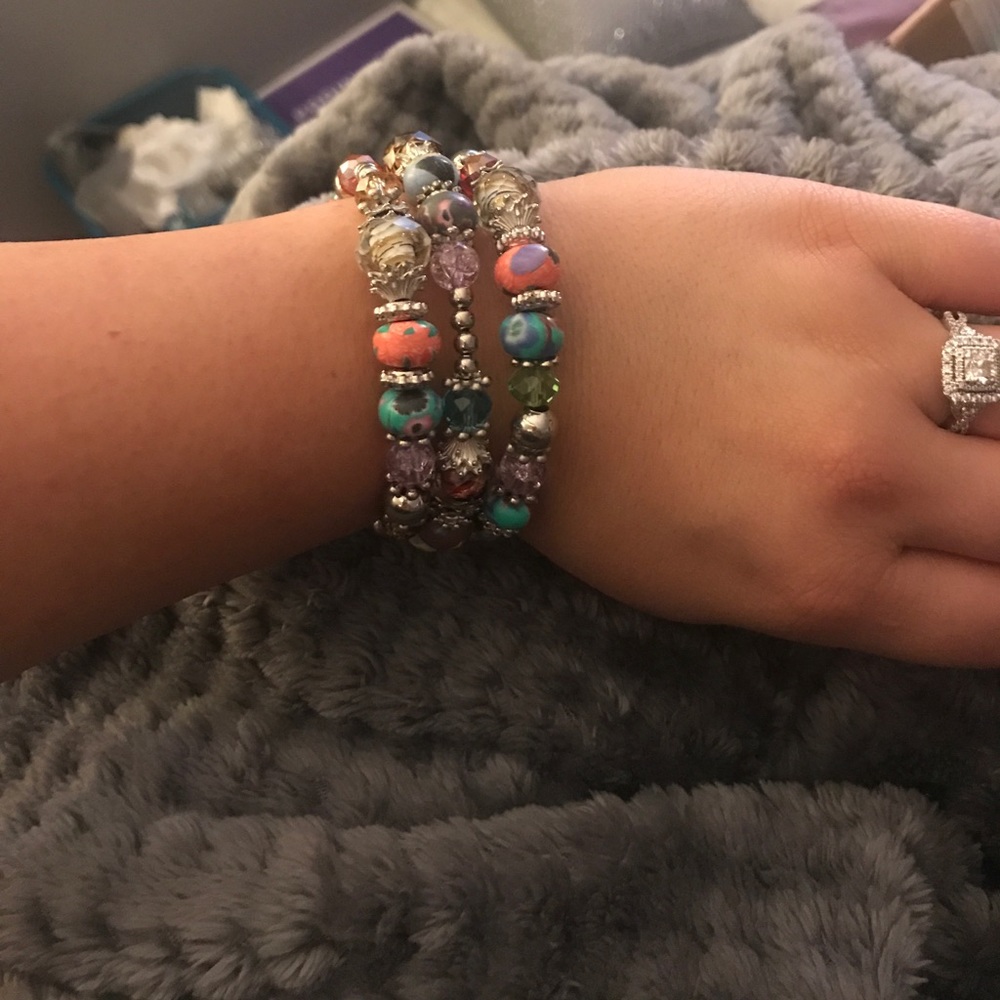 Bright beaded coiled bracelet!