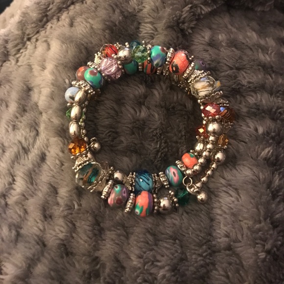 Bright beaded coiled bracelet! - Picture 2 of 2