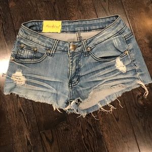 Denim jean shorts distressed