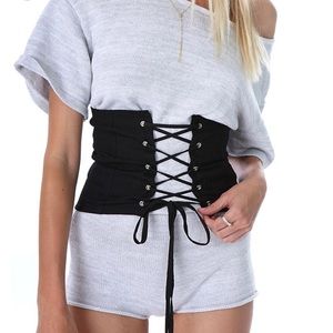 Faux suede lace up corset bandage belt