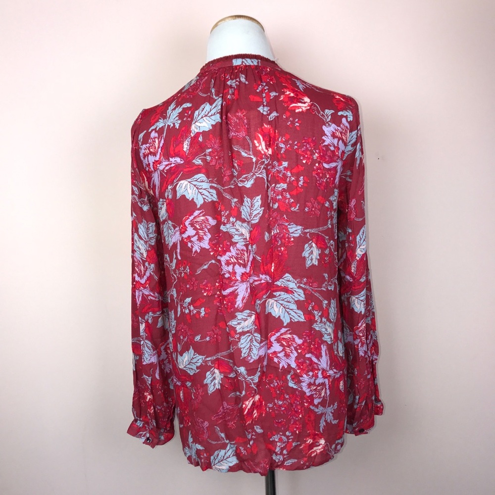 Lucky Brand Top Size S Red Peasant Semi Sheer - Picture 5 of 7