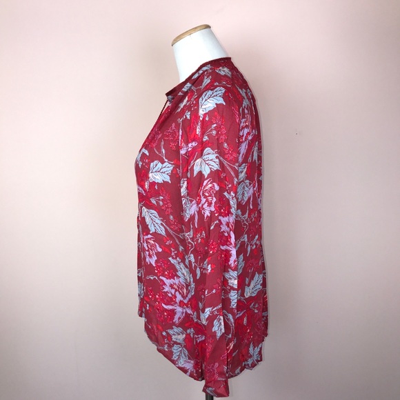Lucky Brand Top Size S Red Peasant Semi Sheer - Picture 4 of 7