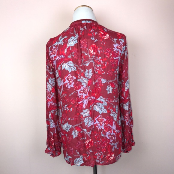 Lucky Brand Top Size S Red Peasant Semi Sheer - Picture 5 of 7