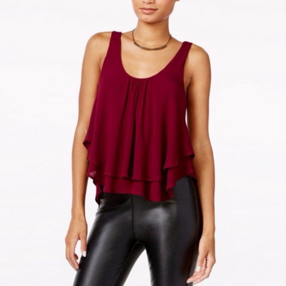 CHELSEA SKY Gauze Tank Top Berry