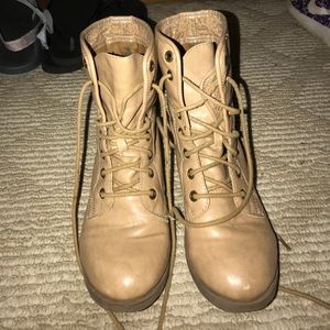 Tan combat boots