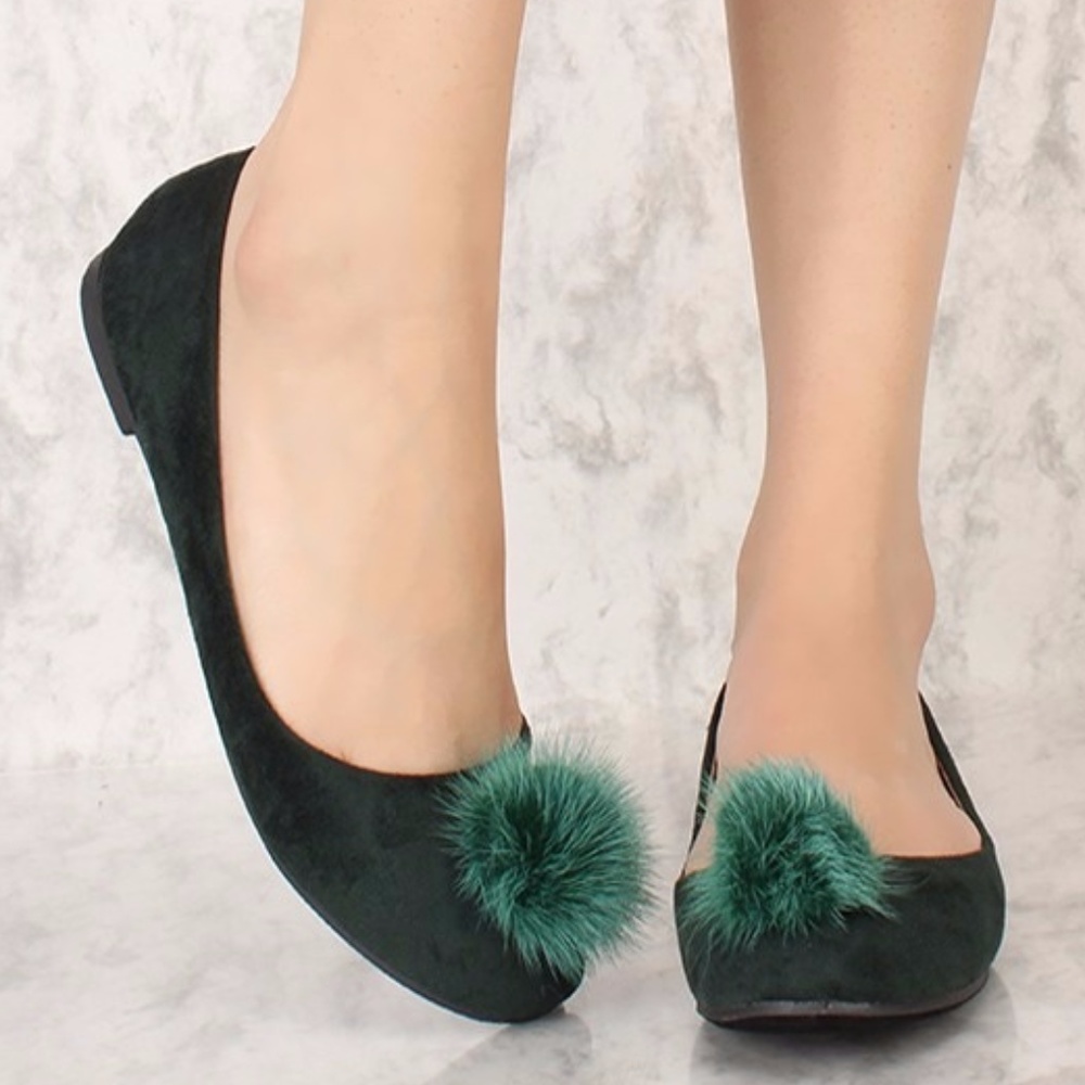 Pom Pom Slip On Flats