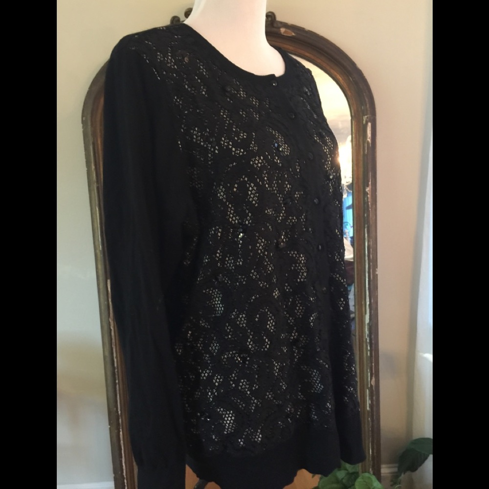Black lace and sequin cardigan