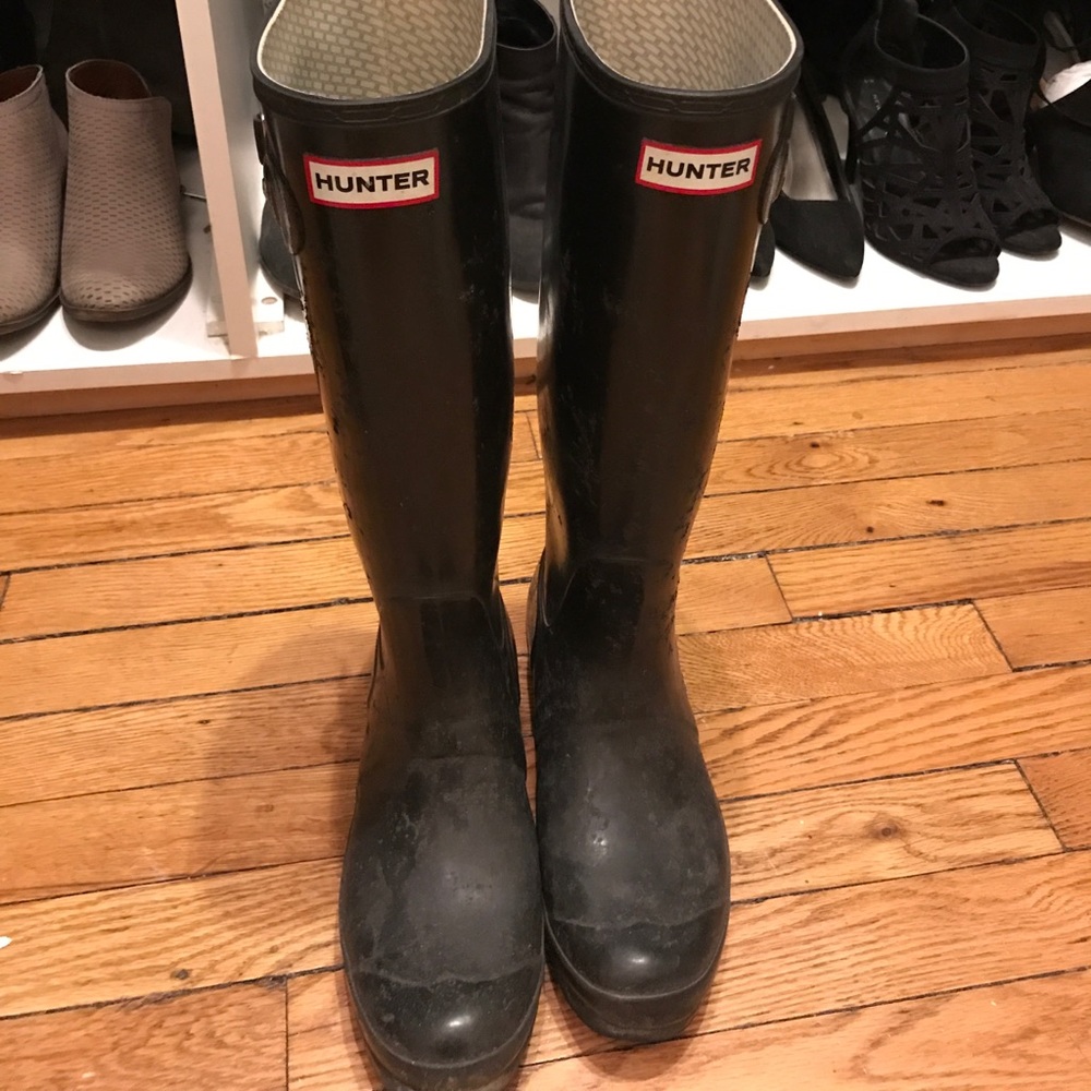 Tall Black Hunter boots - size 8
