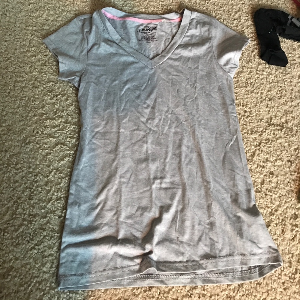 Gray V-neck t-shirt