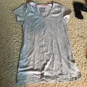 Gray V-neck t-shirt