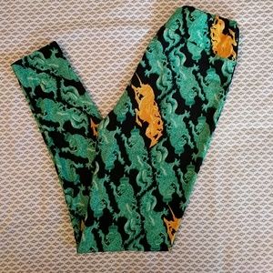 GUC LulaRoe OS leggings, unicorn/lion print