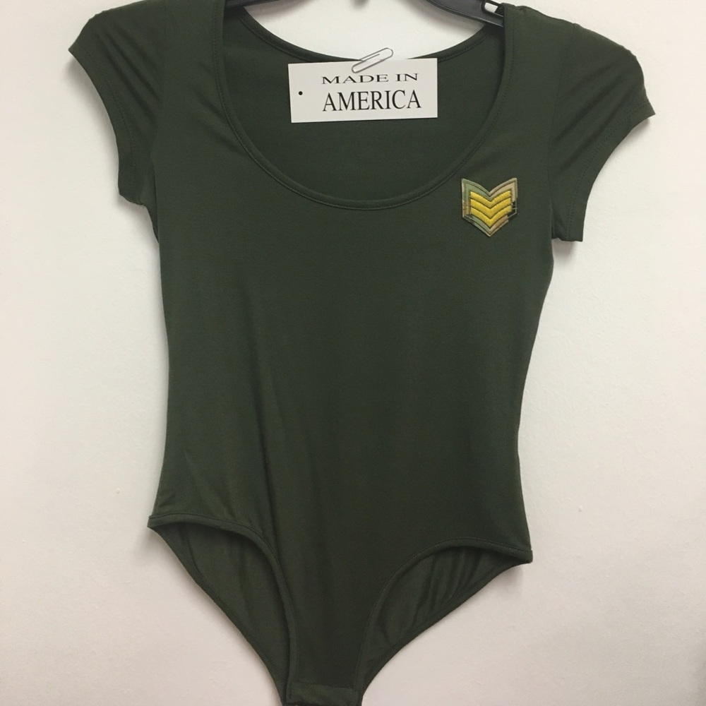 Army green bodysuit with patch