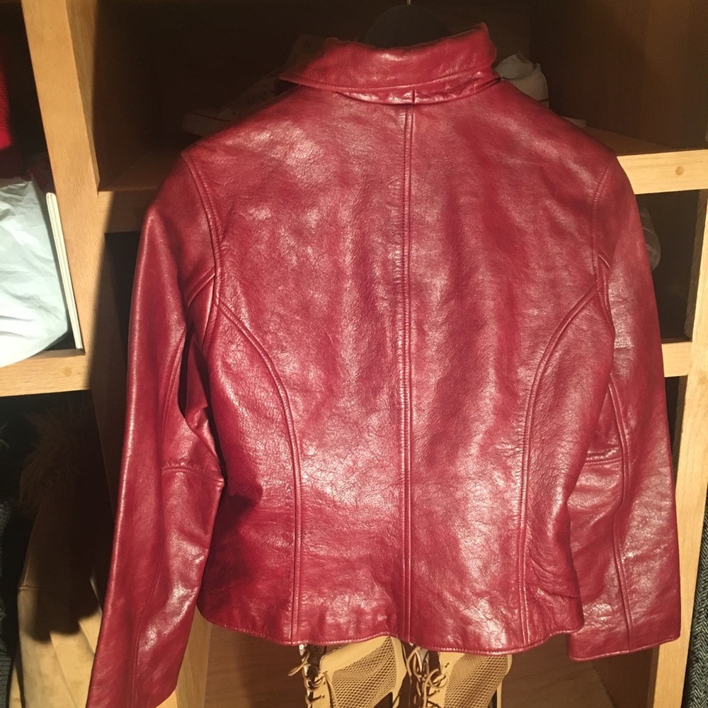 Marcia Burgundy Leather Jacket - Picture 2 of 6