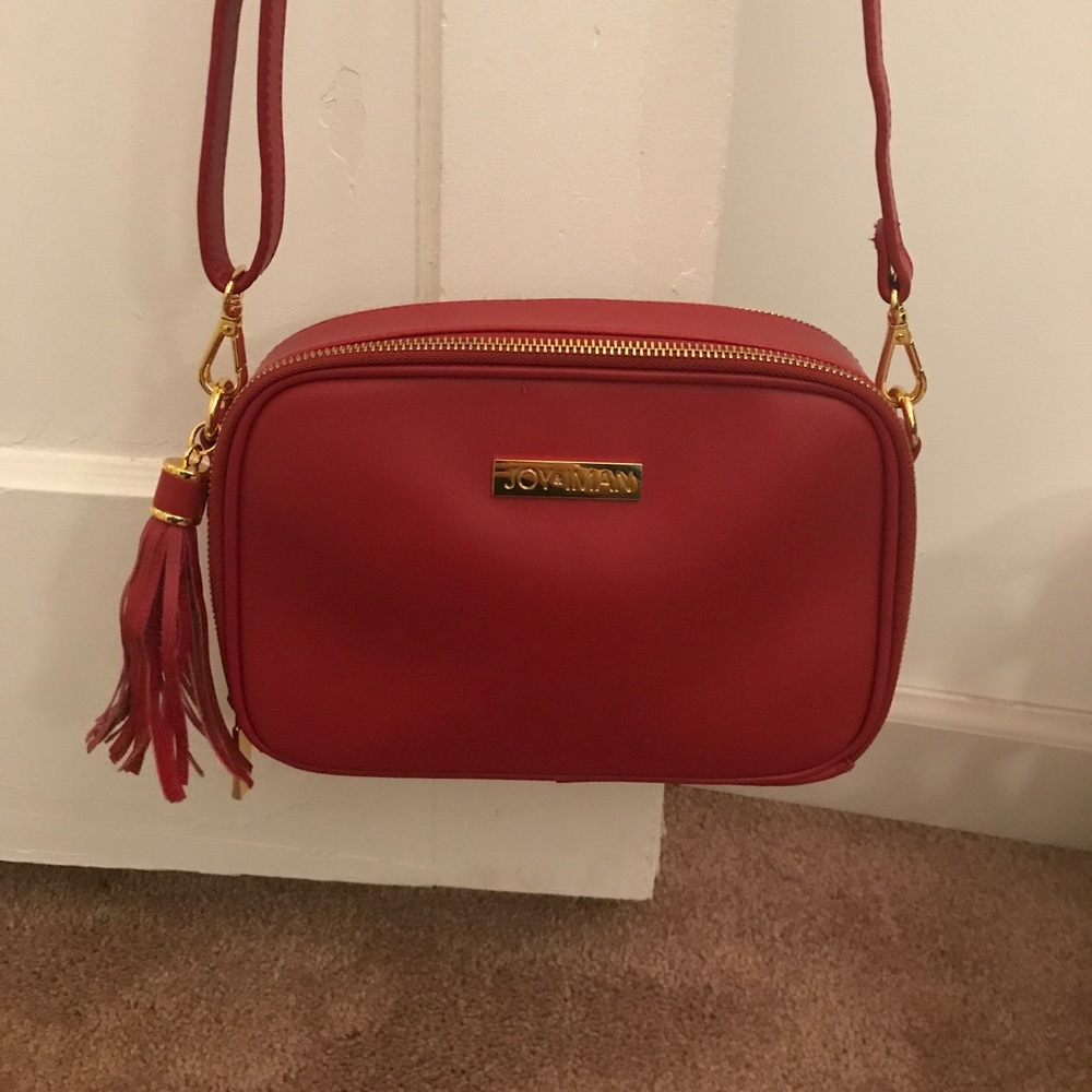 JOY & Iman red and gold cross body bag