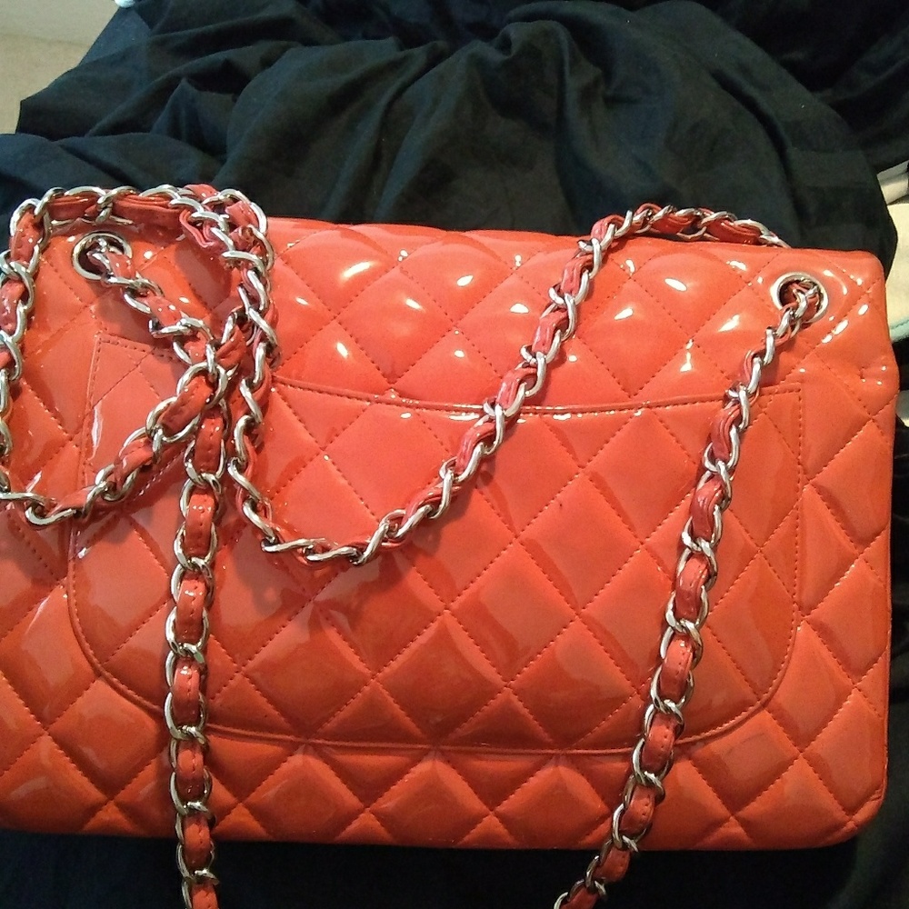 Chanel Classic Double flap quilted patent jumbo - Picture 2 of 8