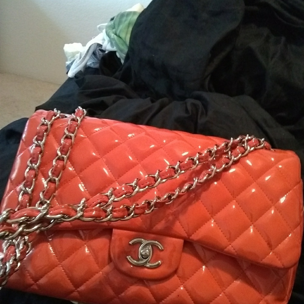 Chanel Classic Double flap quilted patent jumbo - Picture 5 of 8